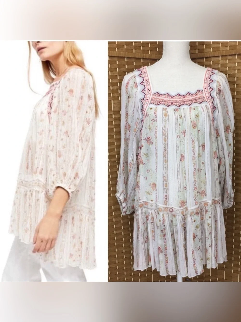 Free People Ivory Dance Magic Tunic Size Large